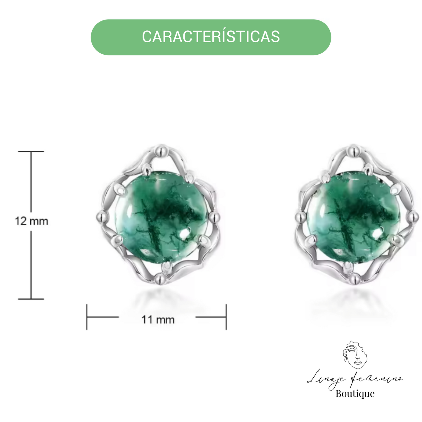 Pendientes de Ágata Musgo en Plata 925 – Elegancia natural