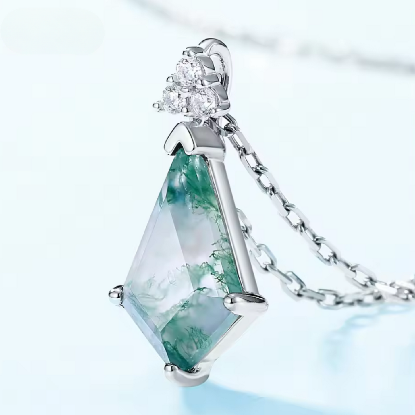 Collar de Ágata Musgo en Plata 925 – Elegancia natural