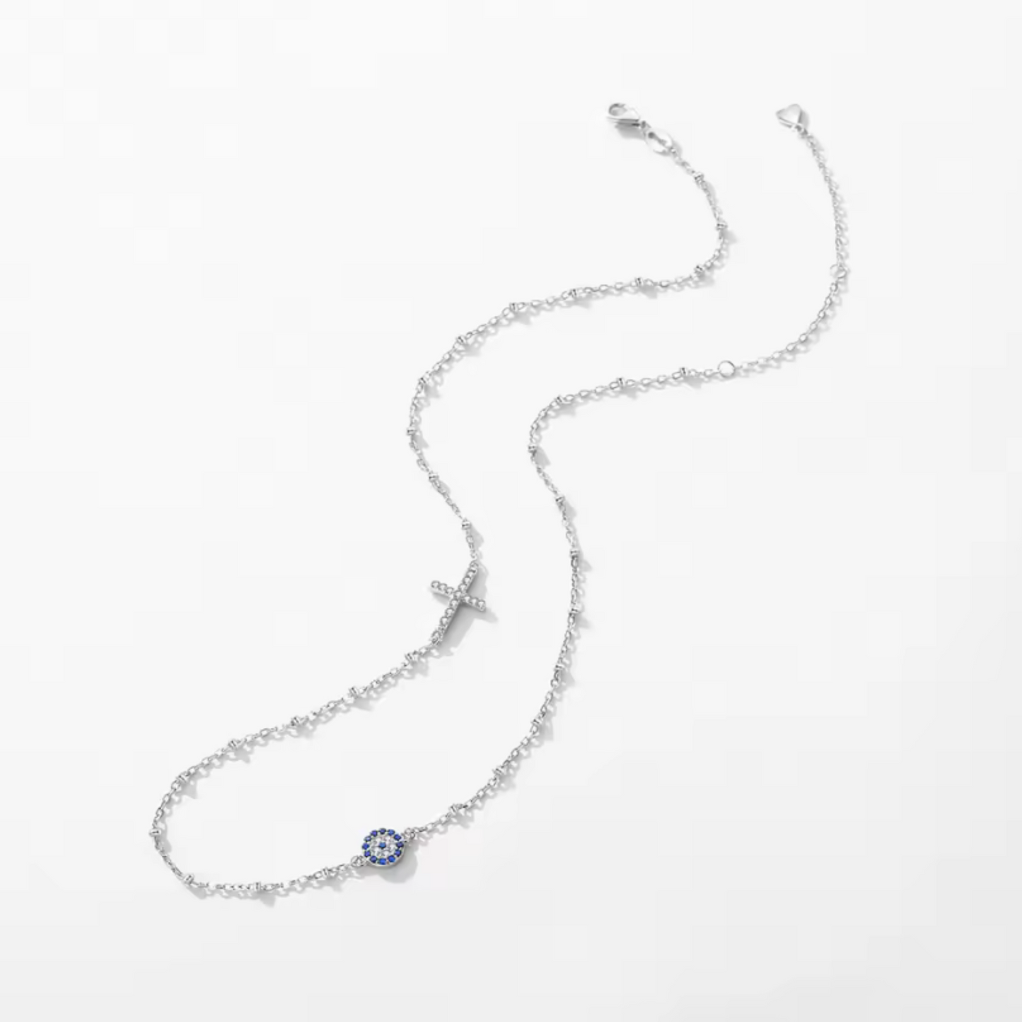 Collar Ojo Azul & Cruz | Plata 925