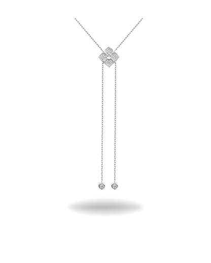 Collar Lariat de Moissanita en Plata 925 – Flor Brillante | Elegancia Atemporal