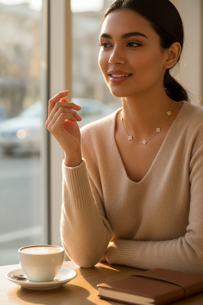 Collar Flor de Moissanita en Plata 925 con Baño en Oro 18K | Brillo & Elegancia Atemporal