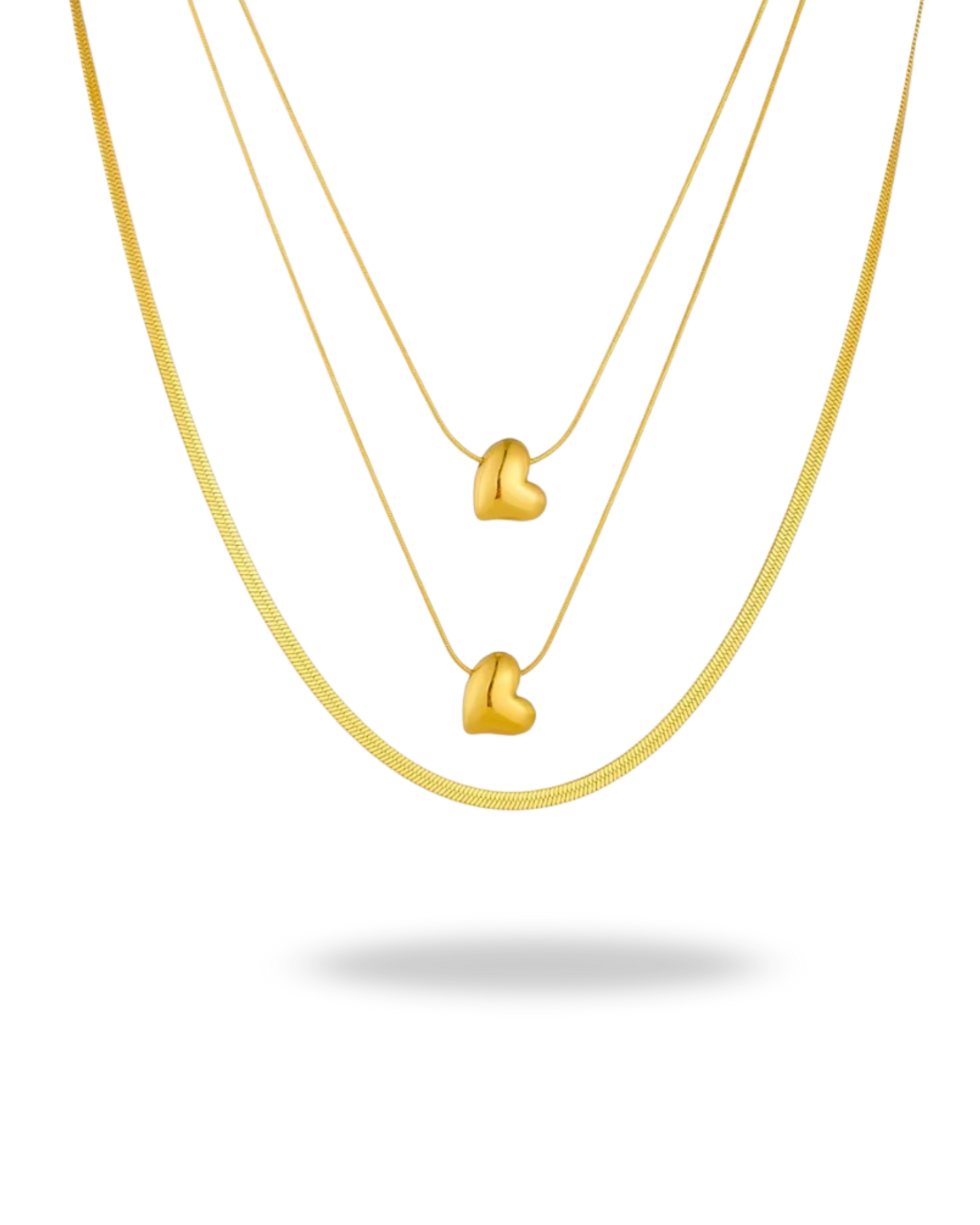 Collar Corazón Dorado Multicapa en Acero Inoxidable 316L – Estilo y Resistencia