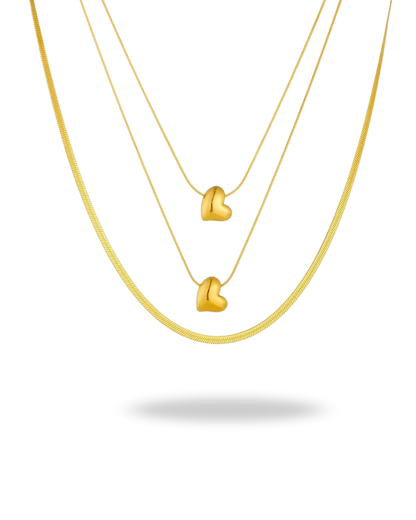 Collar Corazón Dorado Multicapa en Acero Inoxidable 316L – Estilo y Resistencia