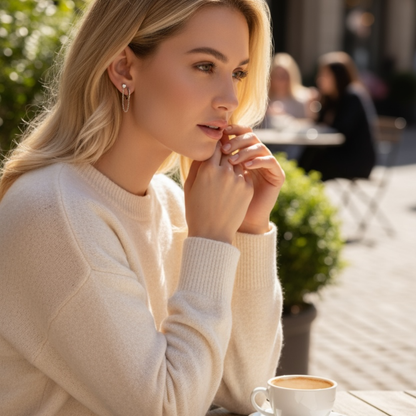 Pendientes dorados S925 | cadena y circonitas