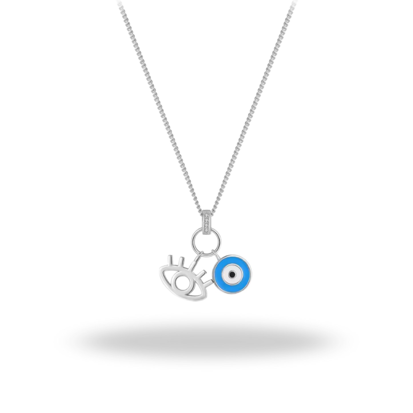 Collar Mano de Fátima y Ojo Azul | Plata 925