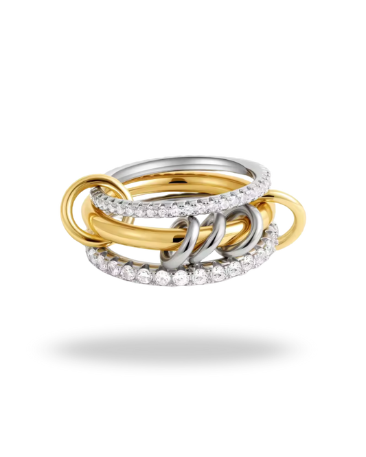 Anillos Apilables “Luz Dorada” · Acero Inoxidable & Oro 18K | Brillo y Elegancia Diaria