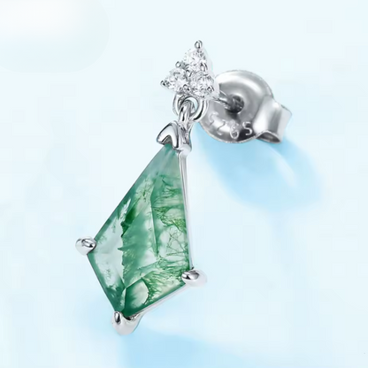 Pendientes de Ágata Musgo en Plata 925 – Pureza y equilibrio