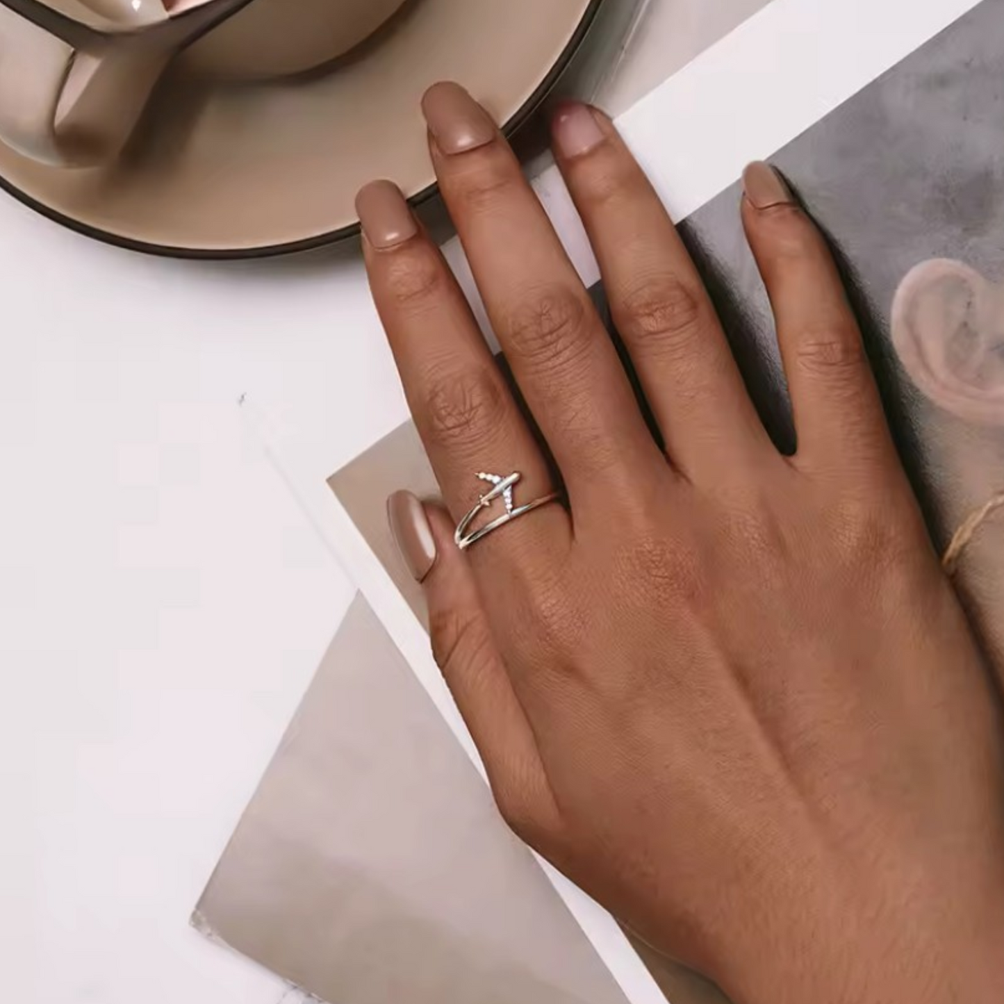 Anillo de avión en plata 925 | circonitas