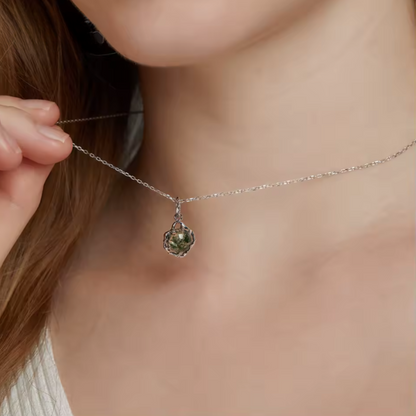 Collar de Ágata Musgo en Plata 925 – Brillo natural y atemporal