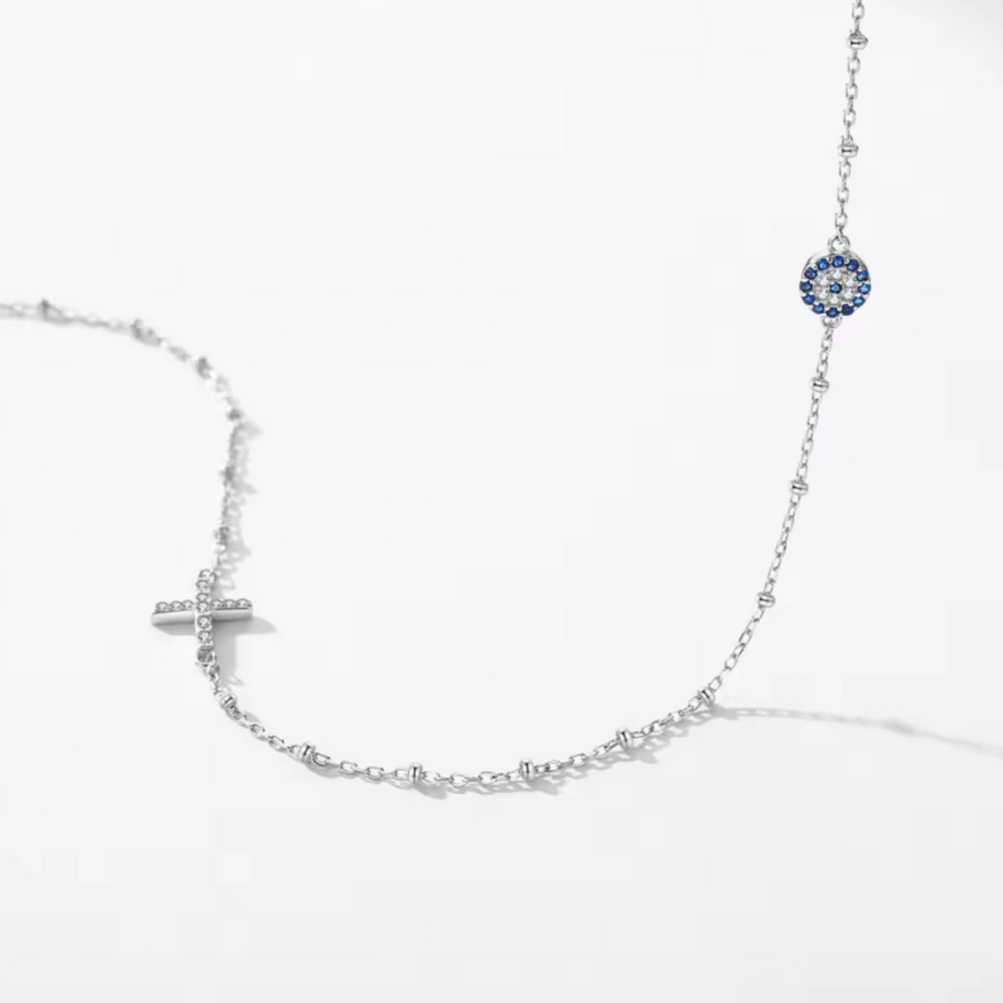 Collar Ojo Azul & Cruz | Plata 925