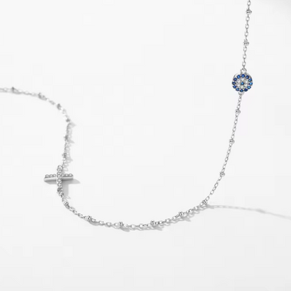 Collar Ojo Azul & Cruz | Plata 925