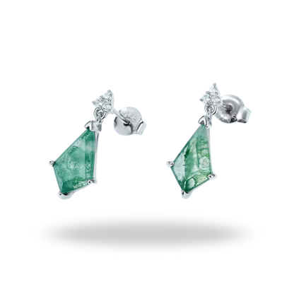 Pendientes de Ágata Musgo en Plata 925 – Pureza y equilibrio