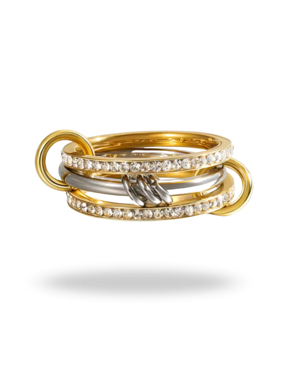 Anillos Apilables “Luz Dorada” · Acero Inoxidable & Oro 18K | Brillo y Elegancia Diaria