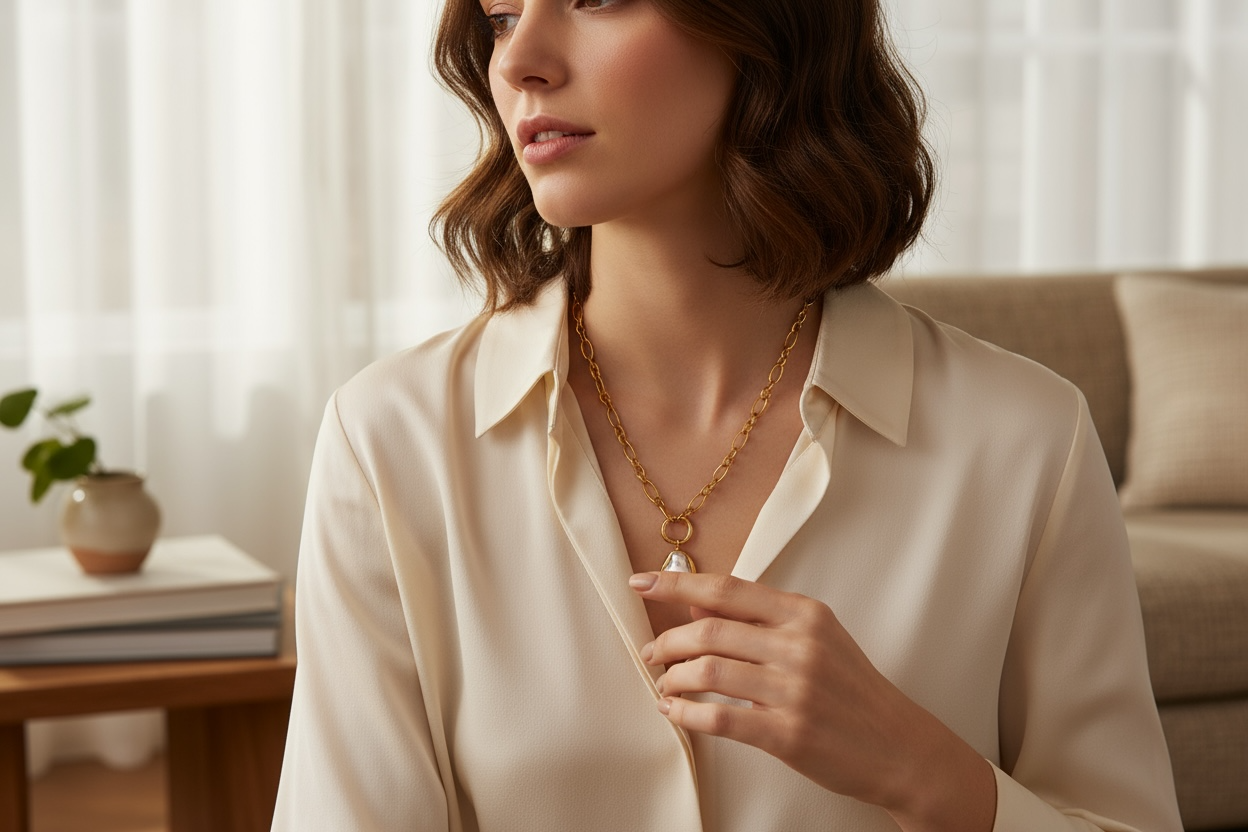 Collar Dorado Perla Barroca 18K | Acero inoxidable