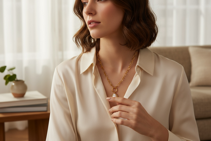 Collar Dorado Perla Barroca 18K | Acero inoxidable