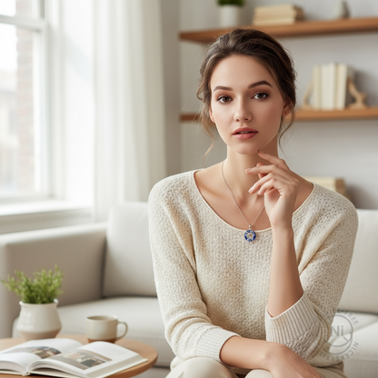 Collar Árbol de la Vida & Nudo de Bruja en Plata 925 | Amuleto de Energía y Protección con Cristal Austriaco Azul