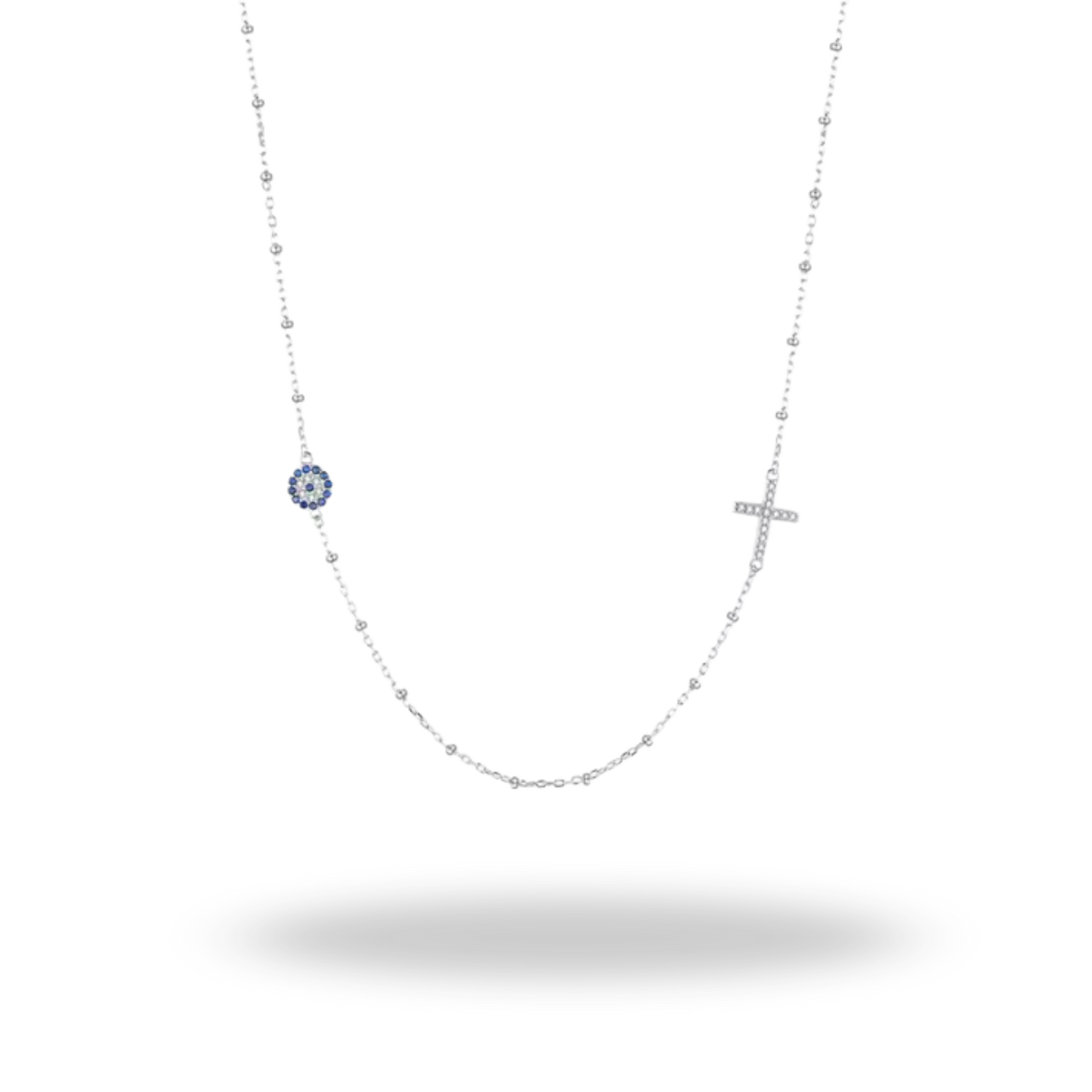 Collar Ojo Azul & Cruz | Plata 925