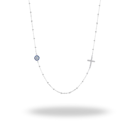 Collar Ojo Azul & Cruz | Plata 925