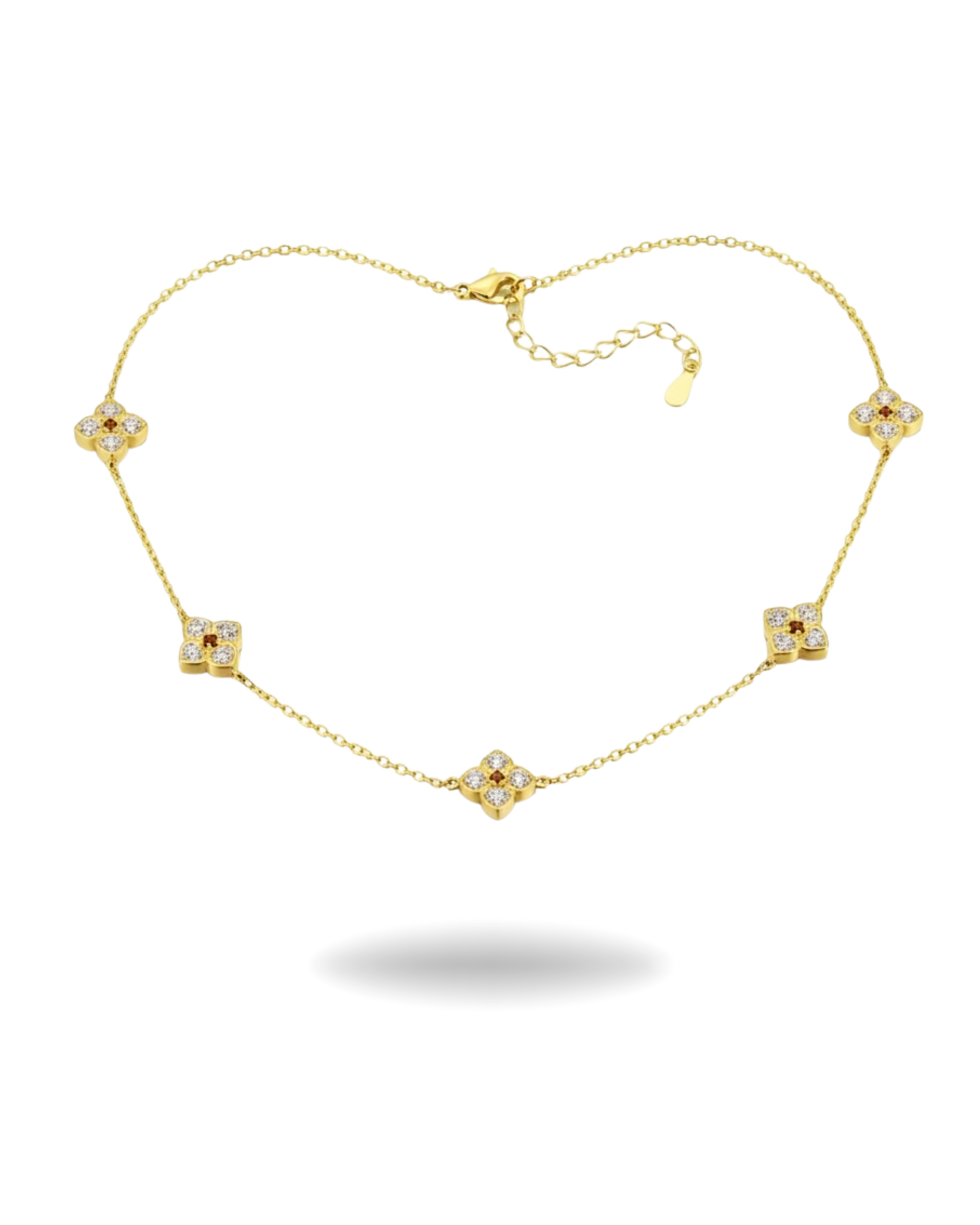 Collar Flor de Moissanita en Plata 925 con Baño en Oro 18K | Brillo & Elegancia Atemporal