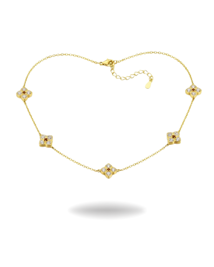 Collar Flor de Moissanita en Plata 925 con Baño en Oro 18K | Brillo & Elegancia Atemporal