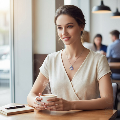 Collar Árbol de la Vida & Nudo de Bruja en Plata 925 | Amuleto de Energía y Protección con Cristal Austriaco Azul