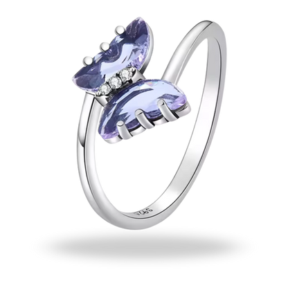 Anillo Mariposa Púrpura en Plata 925 – Símbolo de Transformación