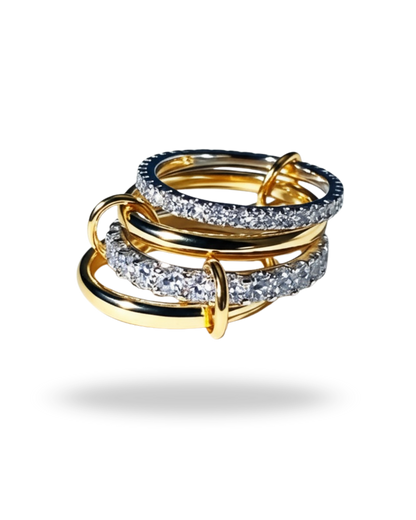 Anillos Apilables “Luz Dorada” · Acero Inoxidable & Oro 18K | Brillo y Elegancia Diaria