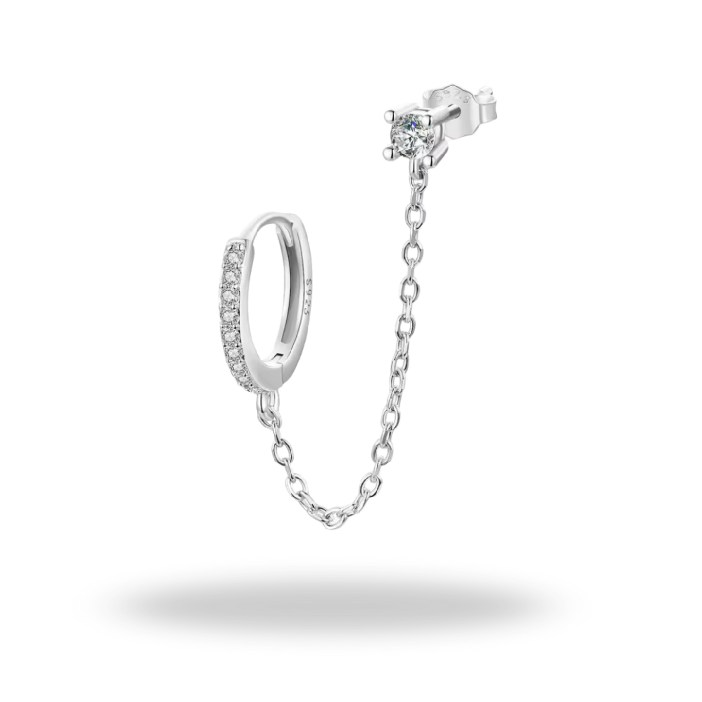 Pendientes dorados S925 | cadena y circonitas