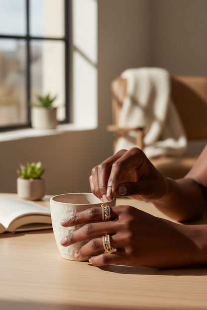 Anillos Apilables “Luz Dorada” · Acero Inoxidable & Oro 18K | Brillo y Elegancia Diaria