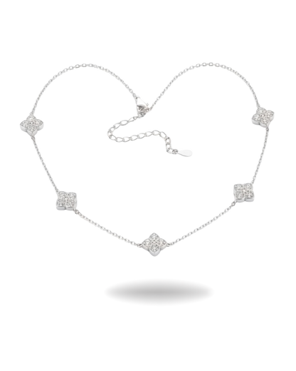 Collar Flor de Moissanita en Plata 925 con Baño en Oro 18K | Brillo & Elegancia Atemporal