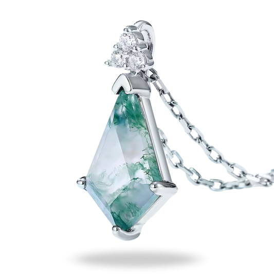 Collar de Ágata Musgo en Plata 925 – Elegancia natural