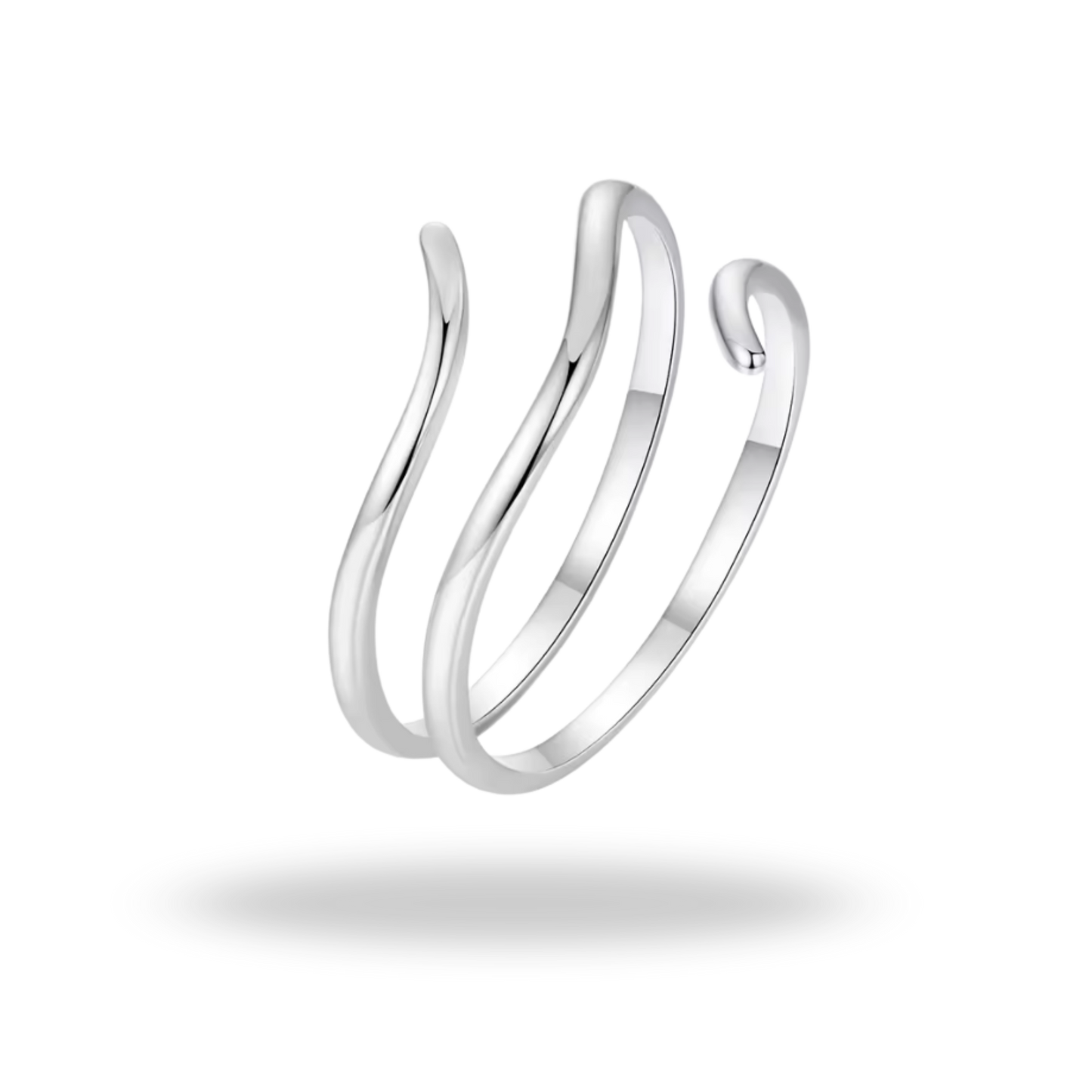 Anillo Abierto de Plata 925 | Diseño Fluido Minimalista Ajustable