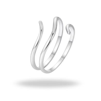 Anillo Abierto de Plata 925 | Diseño Fluido Minimalista Ajustable