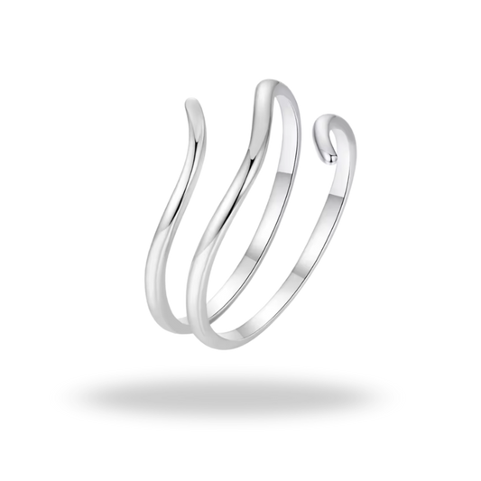 Anillo Abierto de Plata 925 | Diseño Fluido Minimalista Ajustable