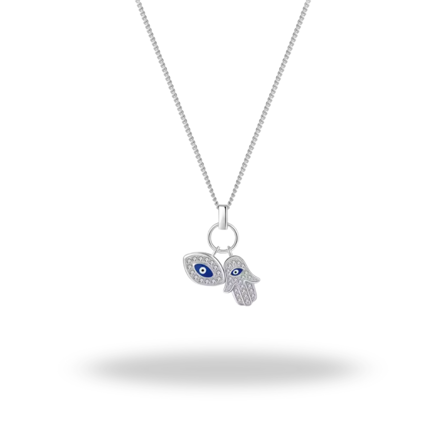 Collar Mano de Fátima y Ojo Azul | Plata 925