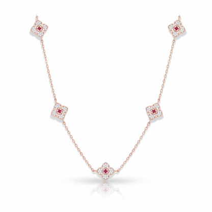 Collar Flor de Moissanita en Plata 925 con Baño en Oro 18K | Brillo & Elegancia Atemporal