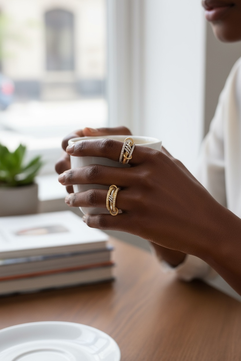 Anillos Apilables “Luz Dorada” · Acero Inoxidable & Oro 18K | Brillo y Elegancia Diaria