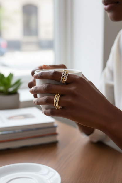 Anillos Apilables “Luz Dorada” · Acero Inoxidable & Oro 18K | Brillo y Elegancia Diaria