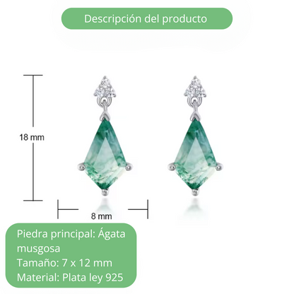 Pendientes de Ágata Musgo en Plata 925 – Pureza y equilibrio