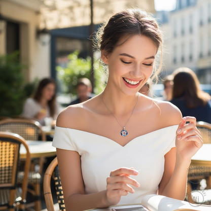 Collar Árbol de la Vida & Nudo de Bruja en Plata 925 | Amuleto de Energía y Protección con Cristal Austriaco Azul