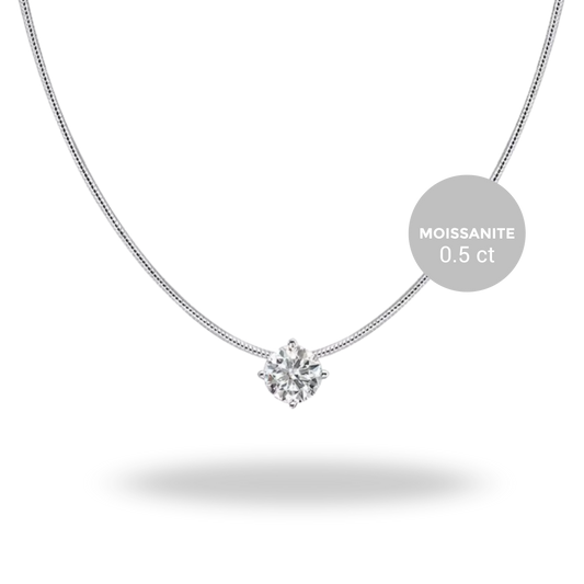 Collar Solitario Moissanita Certificada | 0,5 ct · 1 ct · 2 ct