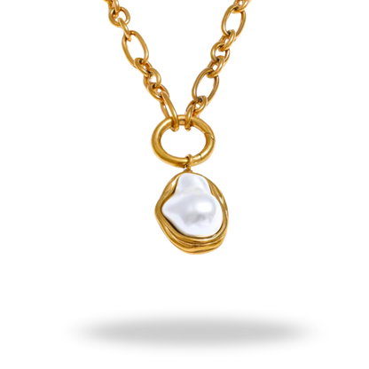 Collar Dorado Perla Barroca 18K | Acero inoxidable