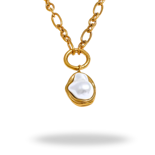 Collar Dorado Perla Barroca 18K | Acero inoxidable