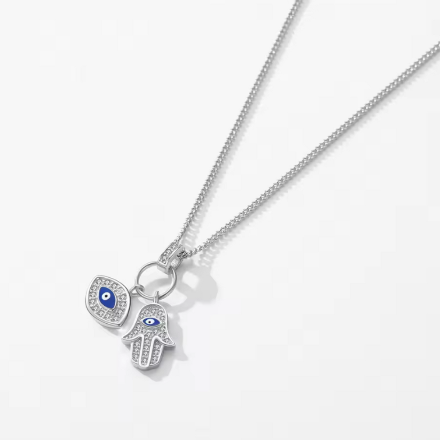 Collar Mano de Fátima y Ojo Azul | Plata 925