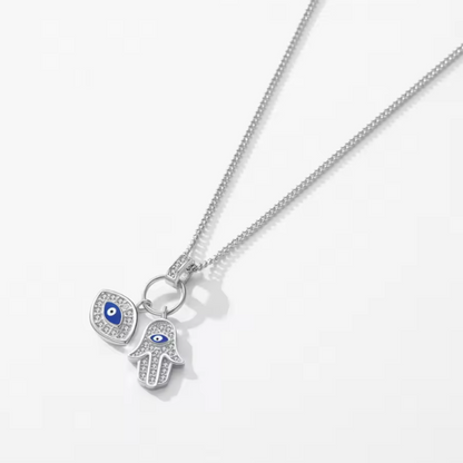 Collar Mano de Fátima y Ojo Azul | Plata 925
