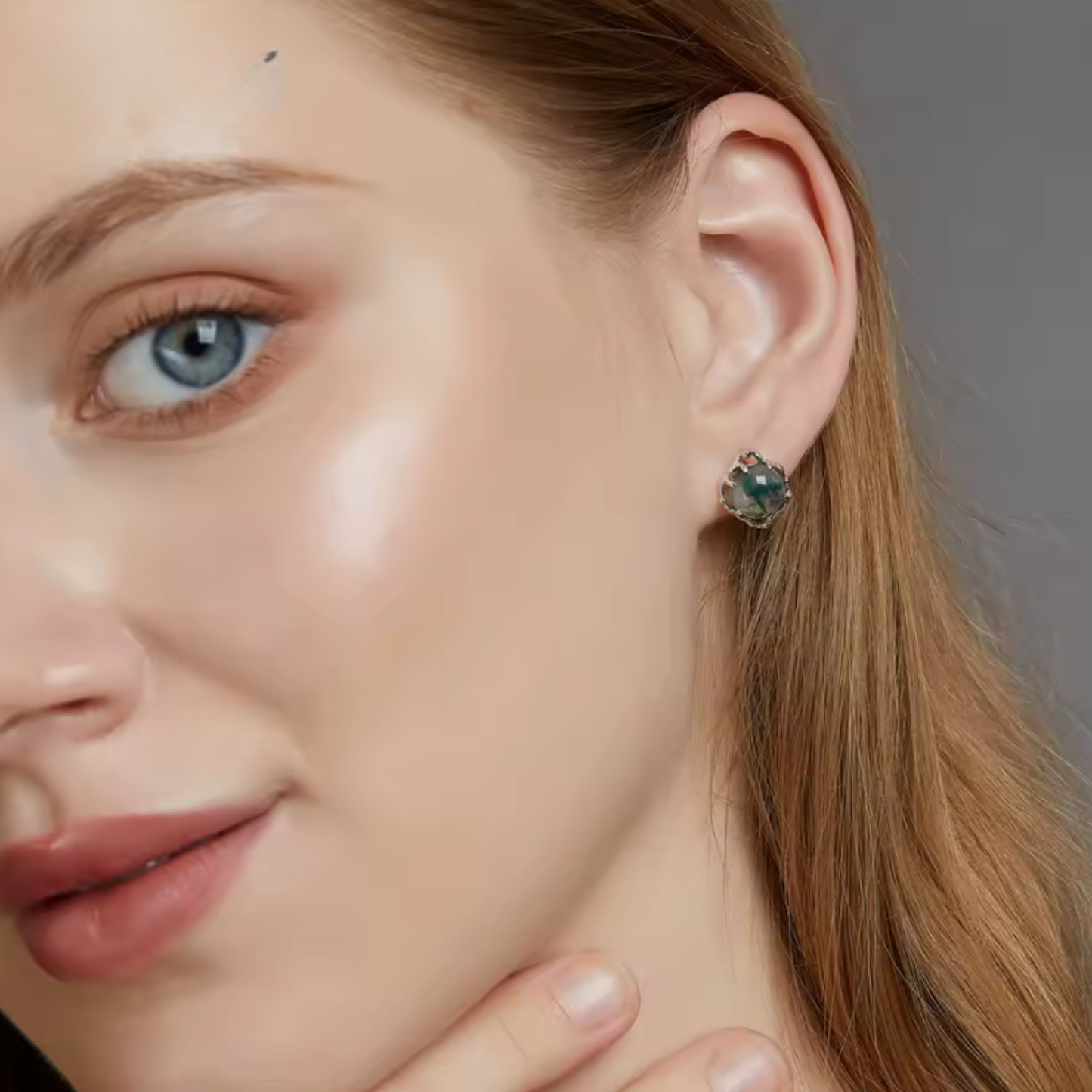 Pendientes de Ágata Musgo en Plata 925 – Elegancia natural