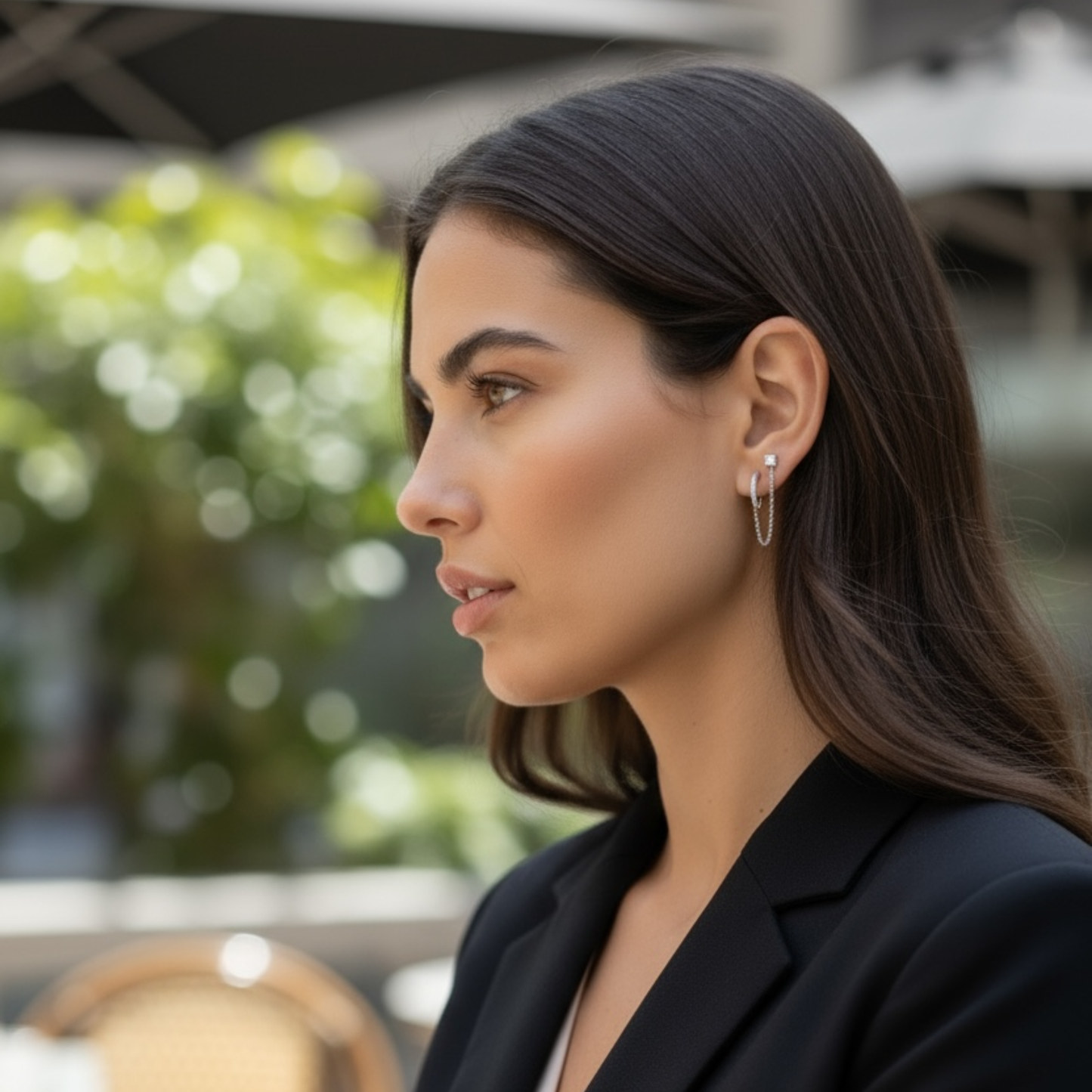 Pendientes dorados S925 | cadena y circonitas