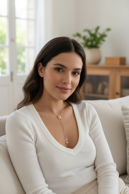 Collar Lariat de Moissanita en Plata 925 – Flor Brillante | Elegancia Atemporal