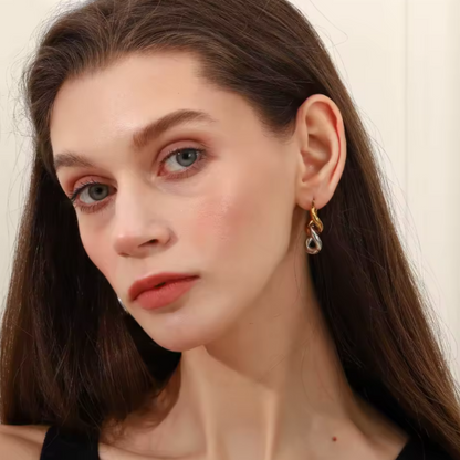 Pendientes Eslabón Bicolor Oro 18k + Plata