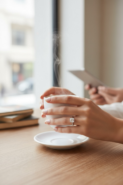 Anillo Solitario Moissanita 1CT | Oro y Plata 925